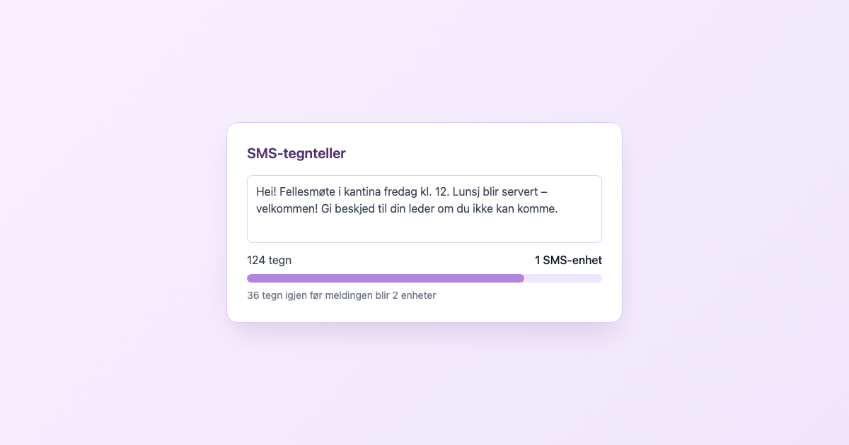SMS-tegnteller – tell tegn og enheter gratis